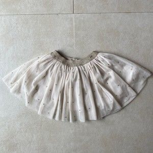 Girls 2T Mayoral Tutu, Cream Ivory with Gold Stars and Knit Lining